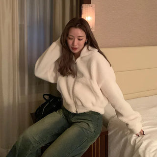 Boucle High Neck Cropped Jumper