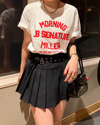 morning lettering half-sleeve T-shirt
