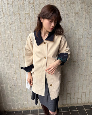 Loose-fit half trench coat