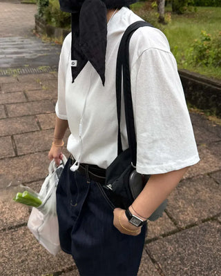 Oversized sheer short-sleeved T-shirt