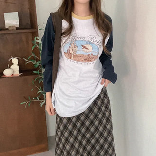 Printed raglan oversized T-shirt