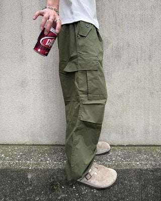 Button pocket wide cargo pants