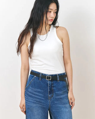 [5th Re-release] (ORIGINAL) Holeless Leather Belt (black)