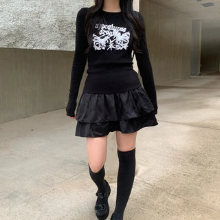 Frilled flared mini skirt