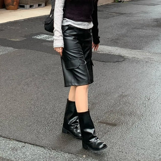 Faux leather warmer boots