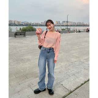 Off-shoulder ribbon knit