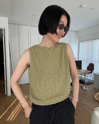Linen knit sleeveless dress