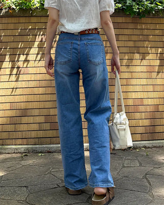 Washed straight denim