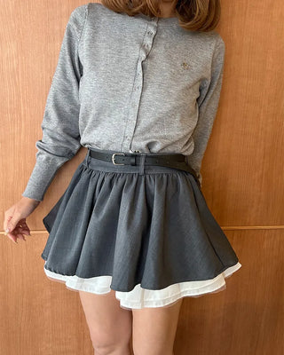 Belted Layered Mini Skirt