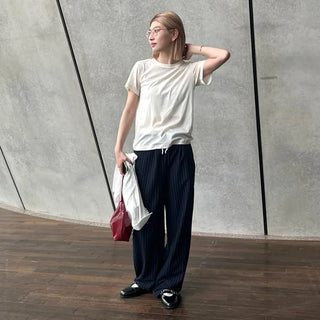 String stripe wide slacks