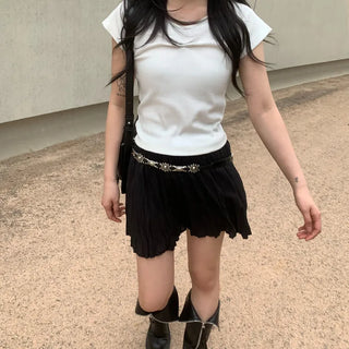 Wrinkle Shirring Mini Skirt