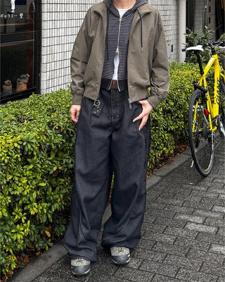 (Unisex) Color-block balloon denim pants