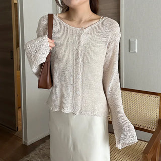 Ribbed sheer cardigan