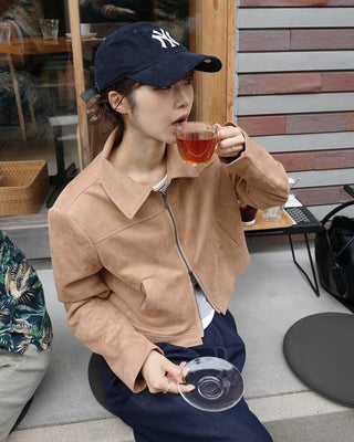 Suede cropped jacket