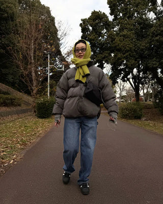 Color-blocked ribbed scarf