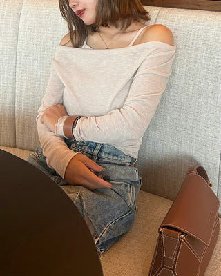 Drape neck T-shirt