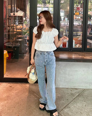 Heart Stud Denim Pants