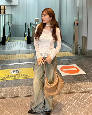 (Set) Lace Tiered Scarf T-Shirt