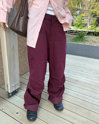 Colored denim wide-leg pants