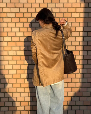 Loose-fit suede jacket
