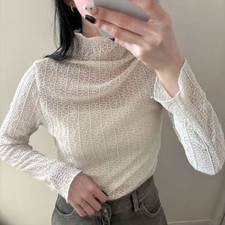 Patterned sheer long T-shirt