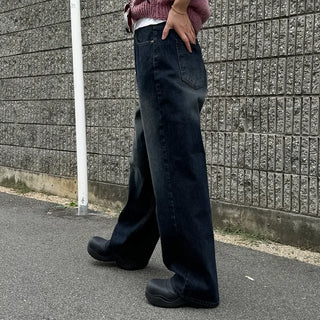 Striped ribbed denim pants