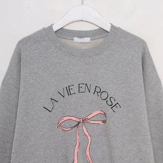 Ribbon lettering cropped sweatshirt
