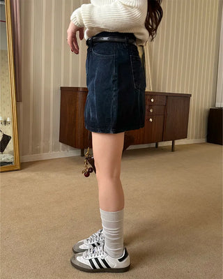 denim mini skirt