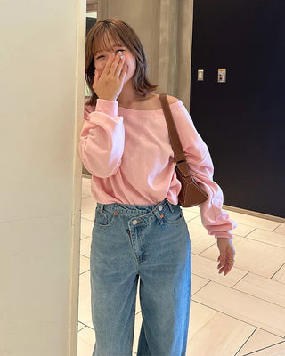 Asymmetrical denim pants