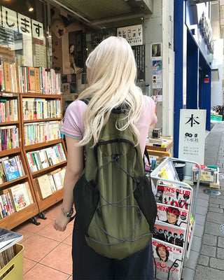 Nylon backpack with side pockets