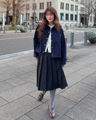 Pleated midi skirt