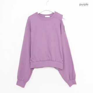 Shoulder slit cropped sweatshirt