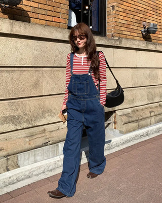 Striped Henley Neck Long T-Shirt