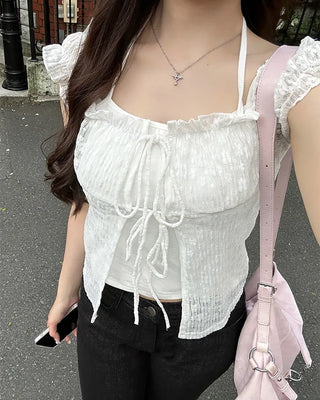 Sheer floral layered blouse