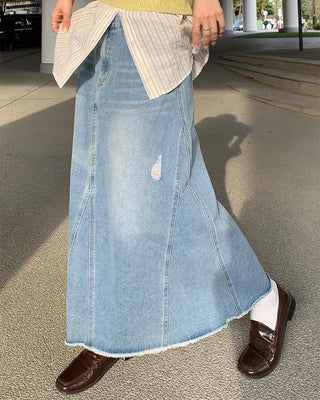 Long denim skirt