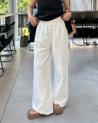 Waist string wide easy pants