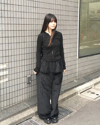 Polka dot flared pants skirt