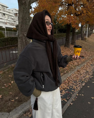High-neck fleece jumper