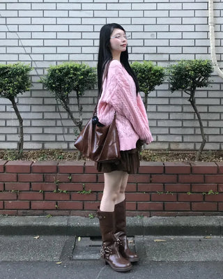 Cable Rib Hem Oversized Knit