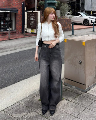 Oversized wide denim pants