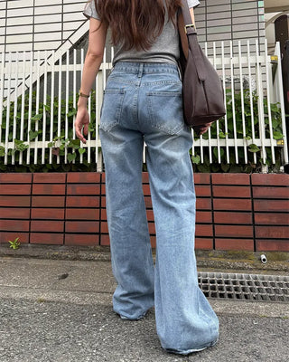 Low bootcut denim pants
