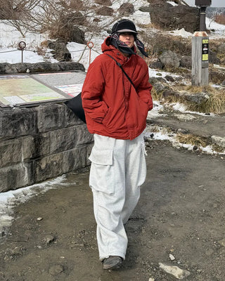 Oversized hooded down jacket