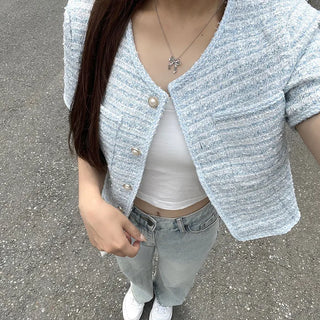 Tweed short-sleeved jacket