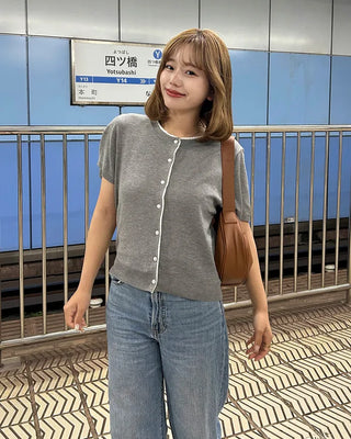Lace Point Short Sleeve Cardigan