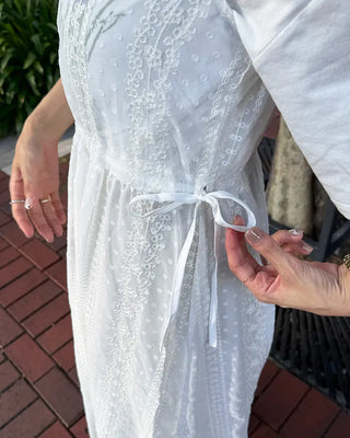 Button lace long dress