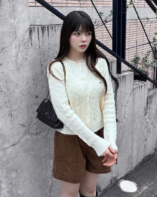 Belted Corduroy Shorts
