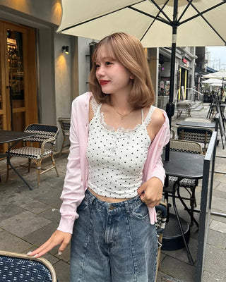 Cup-attached polka dot camisole