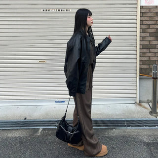 Leather zip-up jacket