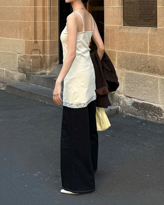 Lace long sleeveless dress