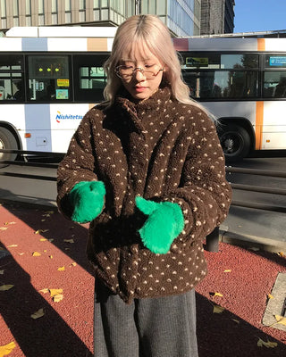 Dot fleece zip-up